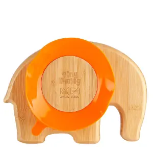 Tiny Dining - Children's Bamboo Suction Elephant Plate - Orange