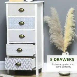 HOMCOM Chest of Drawers, 5 Drawer Unit Storage Chest Bedroom Living Room