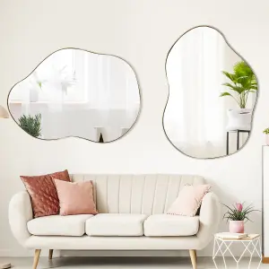 Costway Irregular Wall Mirror W/ Metal Frame Bathroom Asymmetrical Mirror Decorative Vanity Mirror