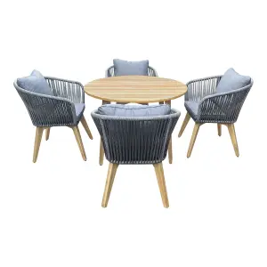 GoodHome Vitello Grey & Natural 4 Seater Dining set