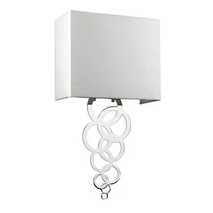 Elstead Rosa Medium 1 Light Wall Light, Polished Chrome, Ivory Faux Silk Shade