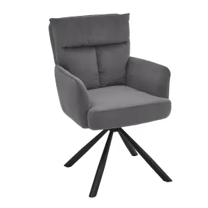 Grey Modern Upholstered Swivel Armchair with Legs 94cm H