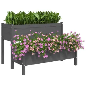 Berkfield Planter Grey 110x84x75 cm Solid Wood Pine