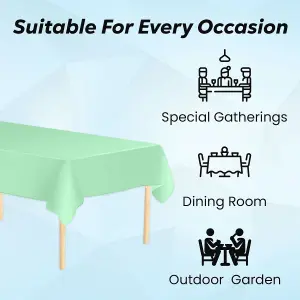 Green Plastic Table Cover, Disposable Wipe Clean Waterproof Tablecloth - 54"x72"