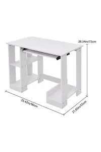 Freestanding Computer Desk with Monitor Stand and Keyboard Tray, White