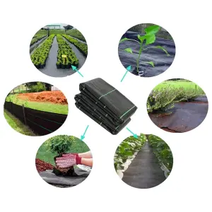 1 x 5 m / 3.2 x 16.4 ft Weed Control Membrane, Weed Control Woven Fabric, Ground Cover Sheet, 100 GSM, UV Stabilised + 20 Pegs