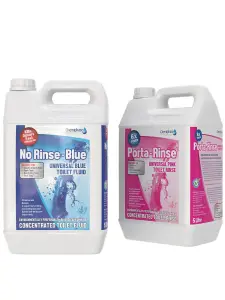 Twin Pack - No-Rinse Blue Chemical Fluid & Pink Toilet Rinse 10L