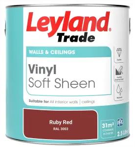 Leyland Trade Vinyl Soft Sheen Walls & Ceilings Emulsion Paint Ruby Red (RAL 3003) - 2.5L