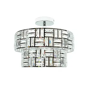 ValueLights Elise Silver Acrylic Jewel Two Tier Ceiling Pendant Light