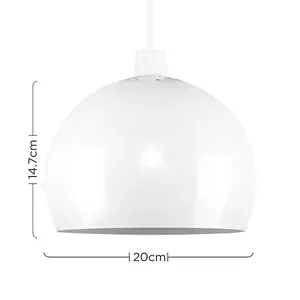 ValueLights Arco White Ceiling Pendant Shade and B22 GLS LED 10W Warm White 3000K Bulb