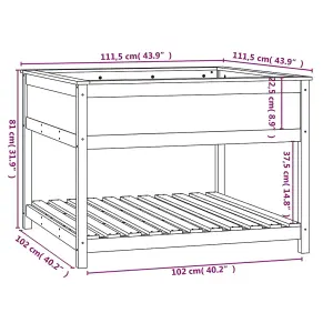 Berkfield Planter with Shelf Black 111.5x111.5x81 cm Solid Wood Pine