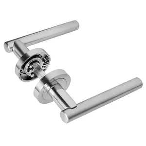 Z14 T-Bar Lever Rose Door Handle, Satin Chrome - Handlestore