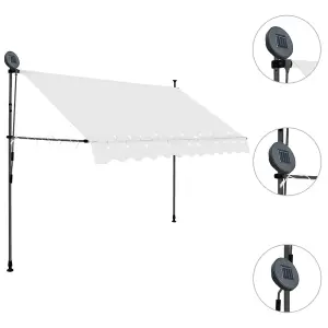 Berkfield Manual Retractable Awning with LED 250 cm Cream