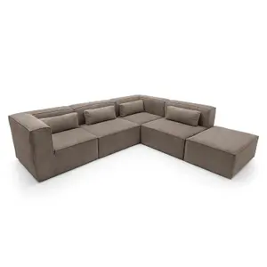 Doris Modular Extended Corner Sofa in Brown Chenille