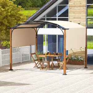 Costway 300 x 360cm Arched Patio Pergola w/ Retractable Canopy Outdoor Metal Gazebo