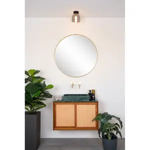 Lucide Tyler Retro Flush Ceiling Light Bathroom 16,1cm - 1xG9 - IP44 - Black