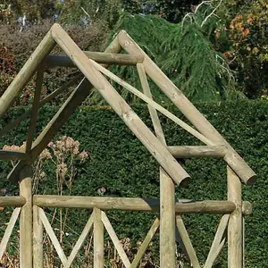 Rowlinson Rustic Wooden Garden Arch & Seat Pergola Plant Support