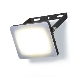 Stanley Black / Frosted Opal Mains-powered Cool daylight LED Without sensor Slimline floodlight 1800lm