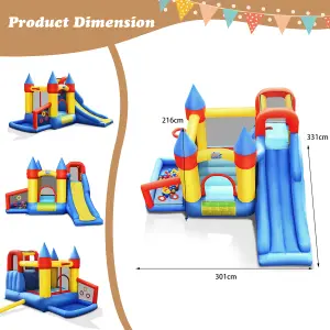 Costway Inflatable Bounce House Kids Bouncy Castle Jumping Climbing Slide w/ Air Blower