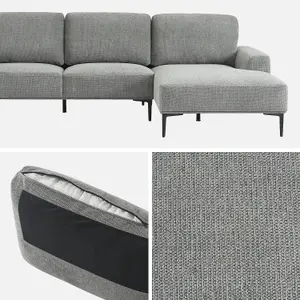 sweeek. 3-seater sofa in fabric and metal right-hand corner Atlanta Charcoal Grey 134x260x84 cm