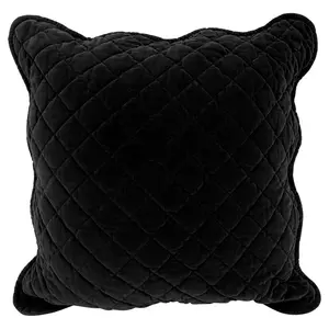 Monterra Cotton Geometric Square Velvet Luxury Cushion Cushion Black