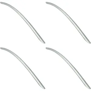 4x Curved Bow Cabinet Pull Handle 408 x 10mm 352mm Fixing Centres Satin Nickel