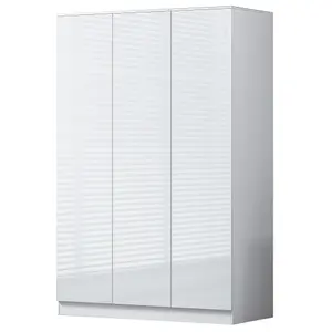 Stora 3 Door Triple Wardrobe Large High Gloss White