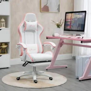 Vinsetto Racing Style Gaming Chair with Reclining Function Footrest, Pink