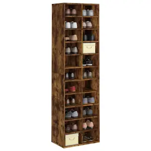 Berkfield Shoe Cabinet Smoked Oak 54x34x183 cm Engineered Wood