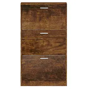 Berkfield Shoe Cabinet Smoked Oak 59x17x108 cm Engineered Wood