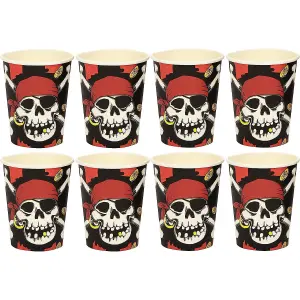 Amscan Paper Jolly Roger 250ml Party Cup (Pack of 8) Black/White/Red (One Size)