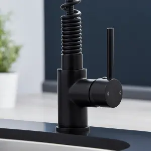 SIA KT7BL Black Pull Out Spray Single Lever Monobloc Kitchen Sink Mixer Tap