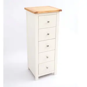 Maggiori 5 Drawer Narrow Chest of Drawers Chrome Knob