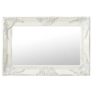 Berkfield Wall Mirror Baroque Style 60x40 cm White