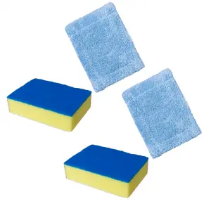 KCT Telescopic Cleaner Accessory Pack - 2 x Scourer/Sponge + 2 Cloth