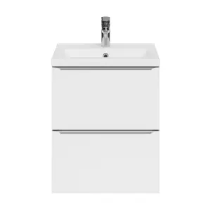 GoodHome Imandra Slimline Gloss White Wall-mounted Bathroom Cabinet (H) 600mm (W) 500mm