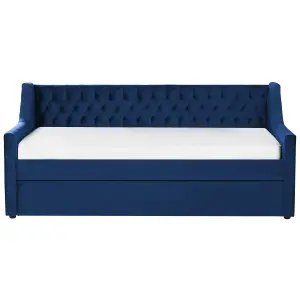 Velvet EU Single Trundle Bed Blue MONTARGIS