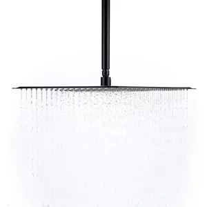 ENKI Matte Black Square Ultra Slim Stainless Steel Shower Head 400mm