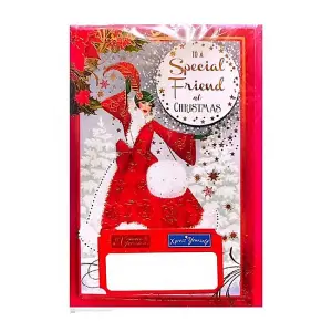 Simon Elvin Special Friend Flowers Christmas Card (Pack of 6) Red/White (One Size)