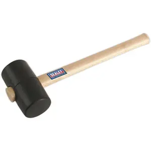 1.25lb Black Rubber Mallet with Wooden Handle - Versatile Hammer for All Your Projects