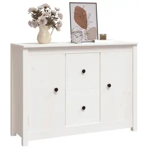 Torres 100Cm 2 Drawer Solid Wood Highboard White