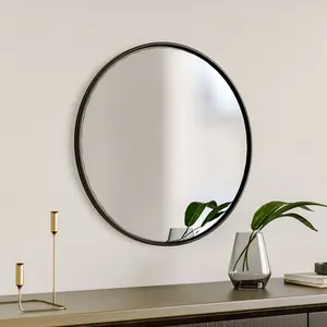 Baum Metal Flat Wall Mirror Black / 50 cm H x 50 cm W