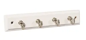 Satin White Nickel effect 4 Hook rail, (L)220mm (H)10mm