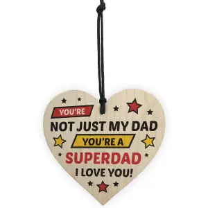 Novelty Dad Gift For Fathers Day Wood Heart Superhero Theme Birthday Gift For Dad