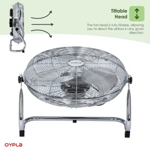 Oypla Electrical 18" Chrome 3 Speed Free Standing Gym Fan