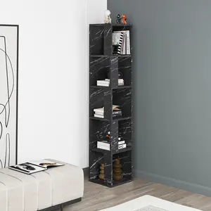 Bensonhurst Corner Bookcase Unique Design & Modern Style Black/White