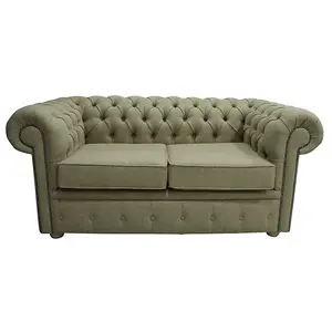 Chesterfield Original Arnold 2 Seater Sofa Glamis Opal Green Tweed Wool In Classic Style