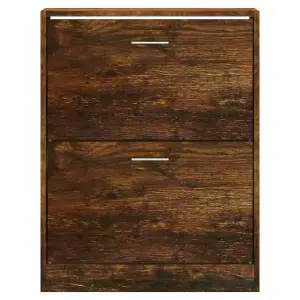 Berkfield Shoe Cabinet Smoked Oak 63x24x81 cm Engineered Wood