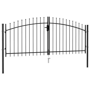 Berkfield Fence Gate Double Door with Spike Top Steel 3x1.25 m Black