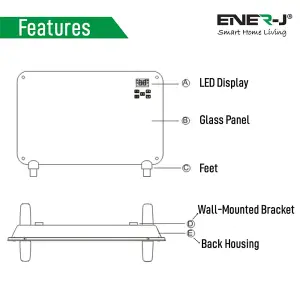 Wall Mount Smart Space Heater Panel, Tempered Glass 2000W Heater, The Most Silent Economic & Energy Efficient